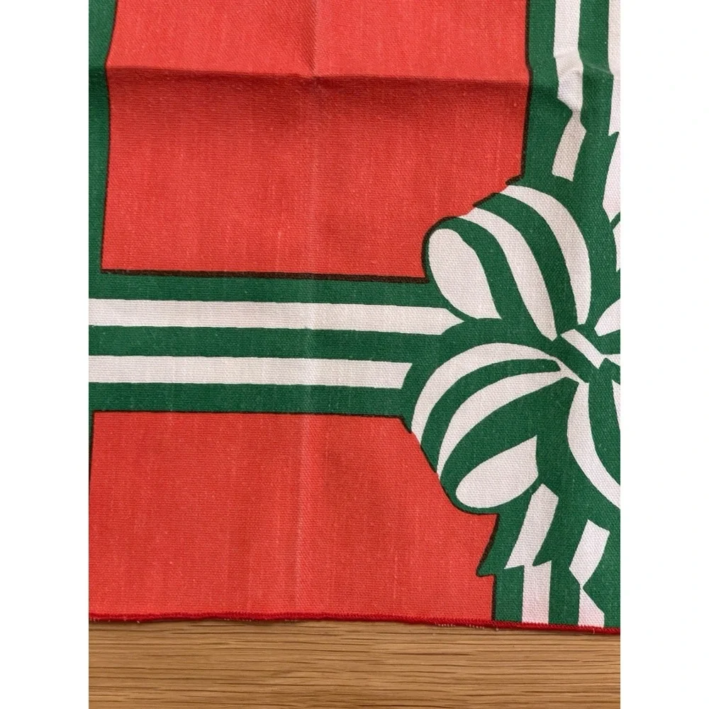 Vintage Bob Van Allen Christmas Napkin Bow Gift Red Green Holiday Single 1 Count